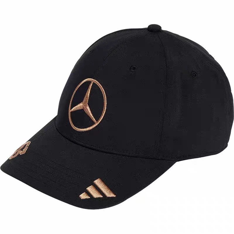 Black Racing Baseball Cap, Copper-Gold Embroidered Adjustable Dad Hat