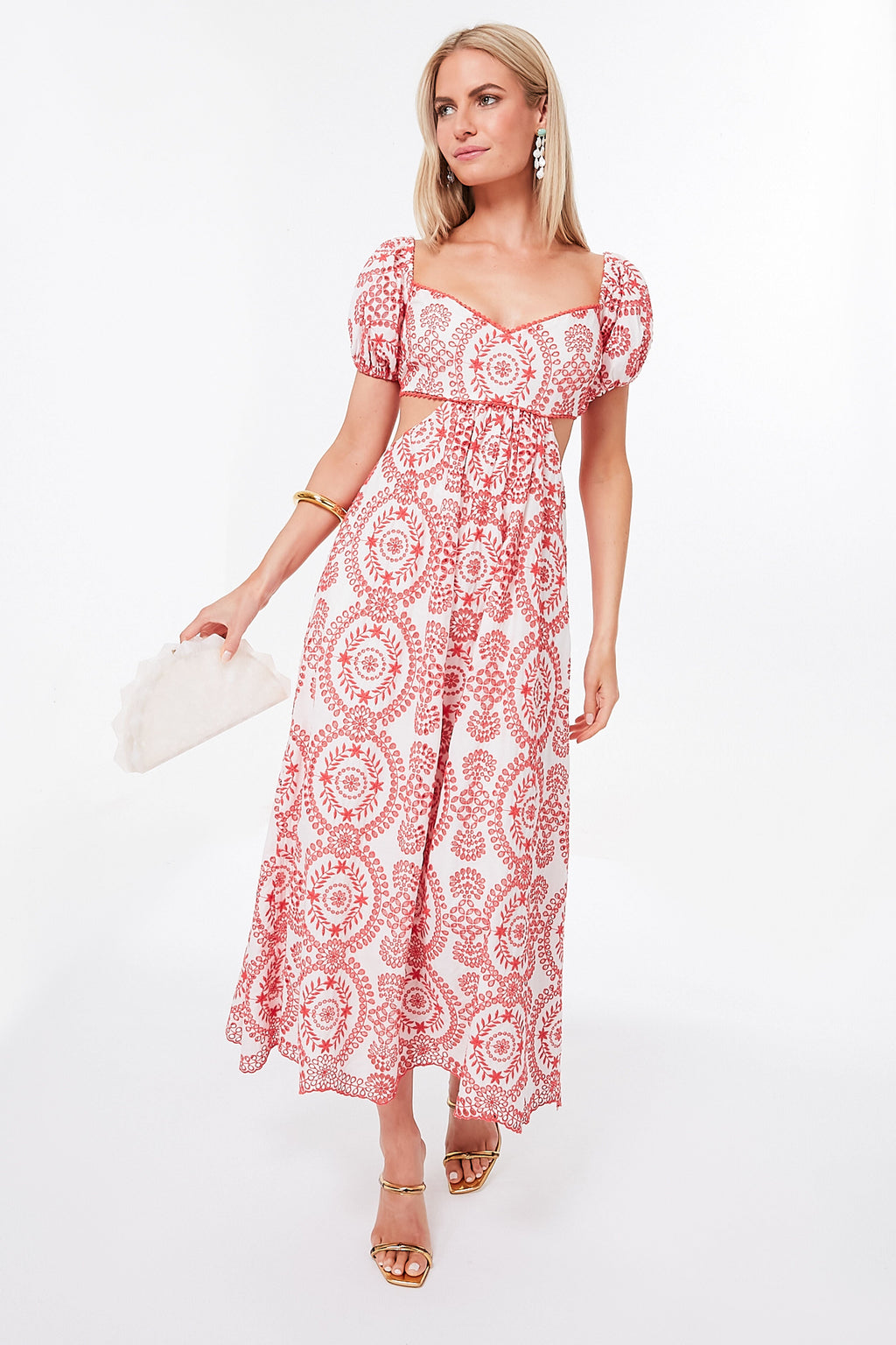 Creme and Scarlet Therese Midi Dress
