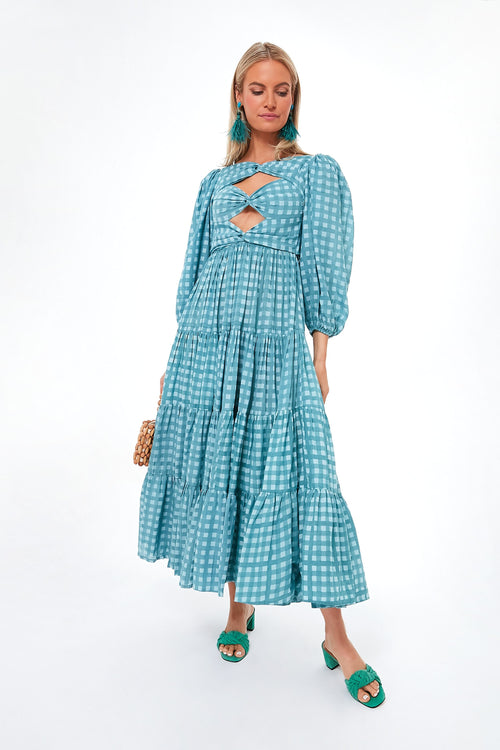 Aquifier Gingham Twist Bust Maxi Dress