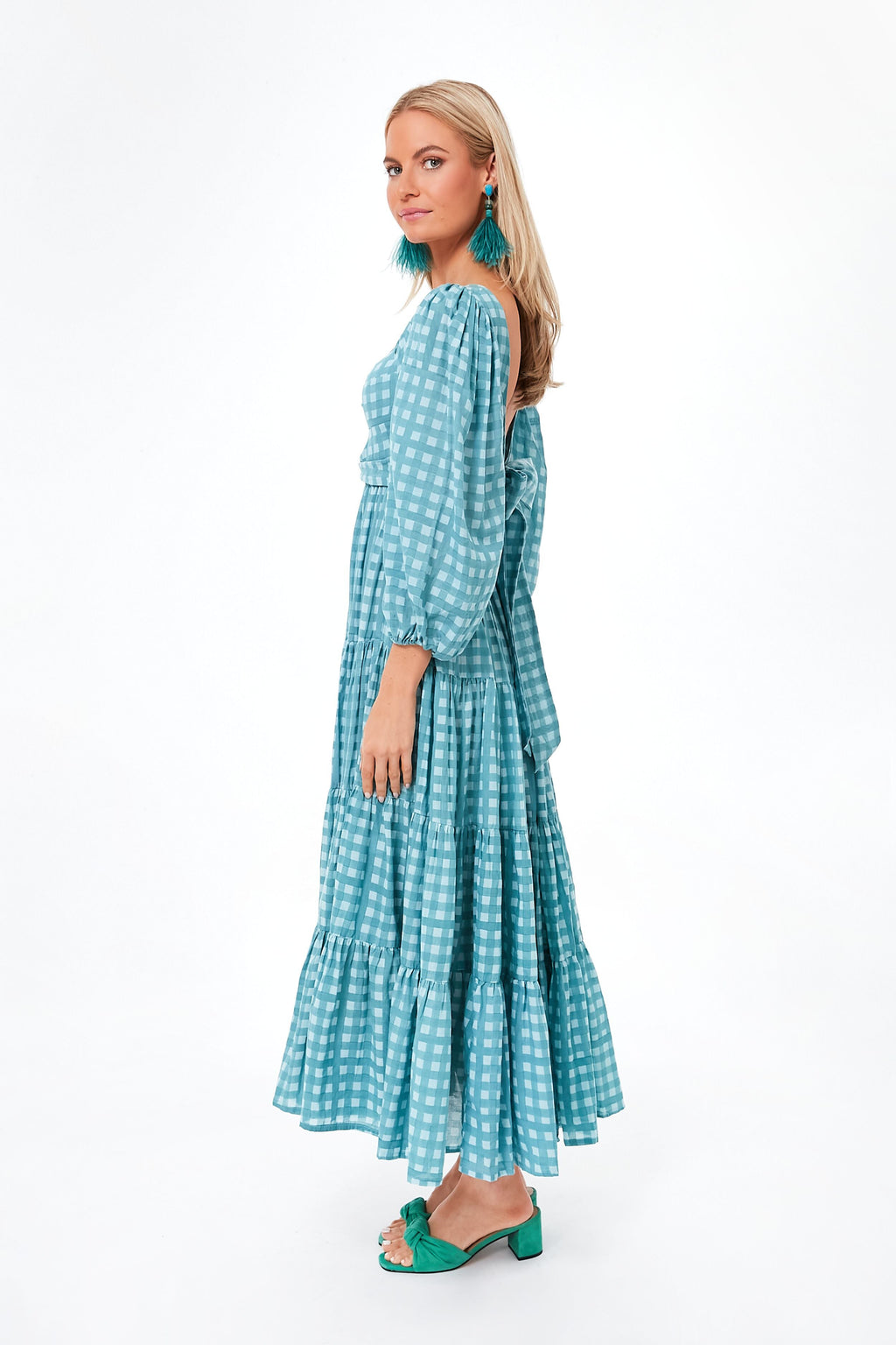 Aquifier Gingham Twist Bust Maxi Dress