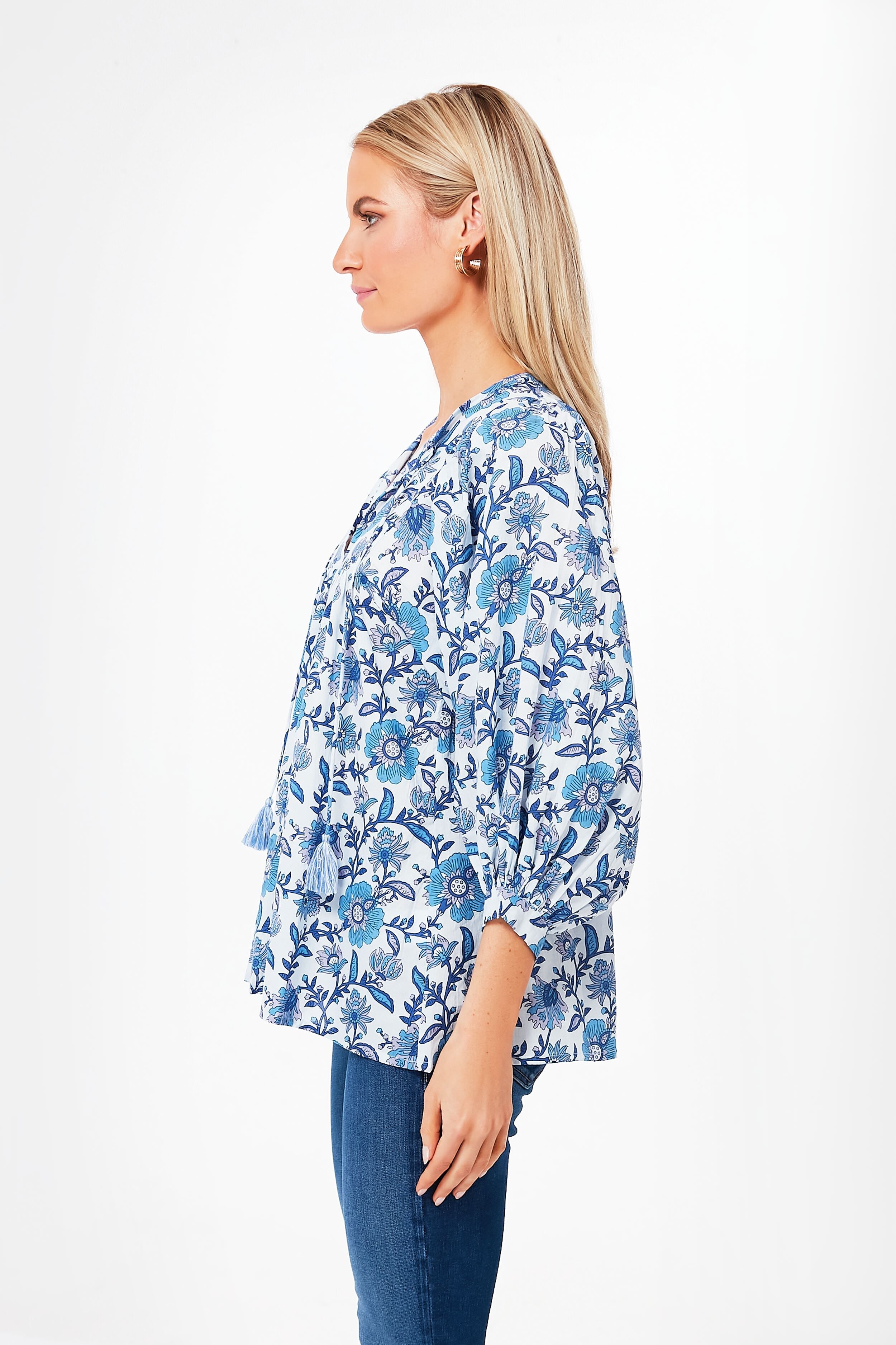 Blue Floral Charlie Top