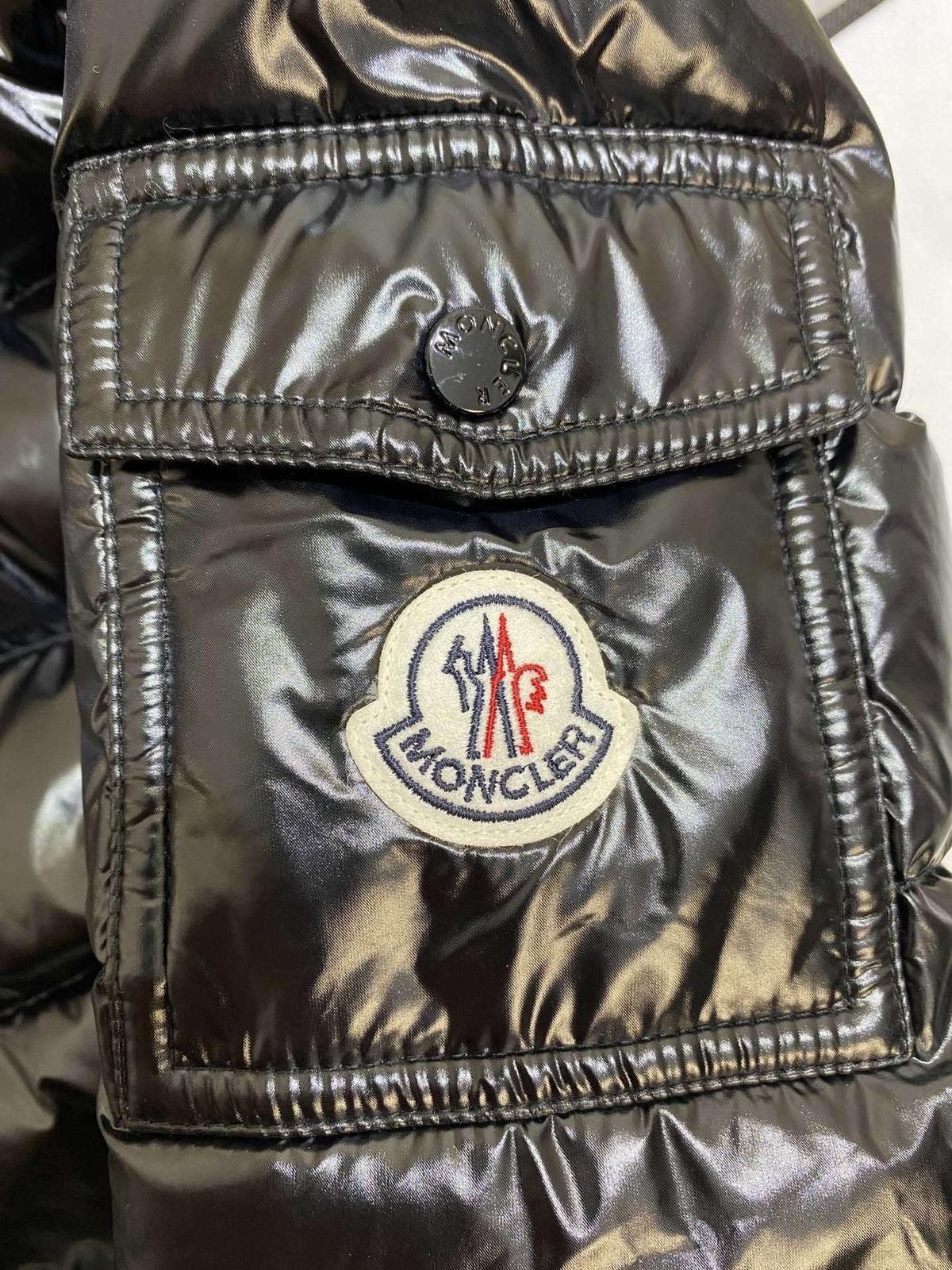 Moncler Women's Black Hooded Long Down Coat — detail