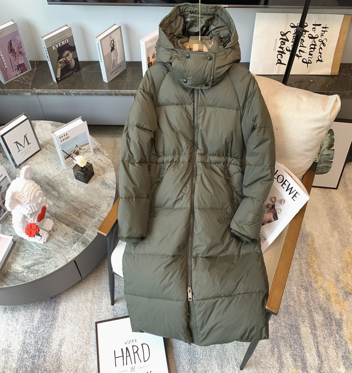 Burberry Women's Hooded Long Down Jacket — front