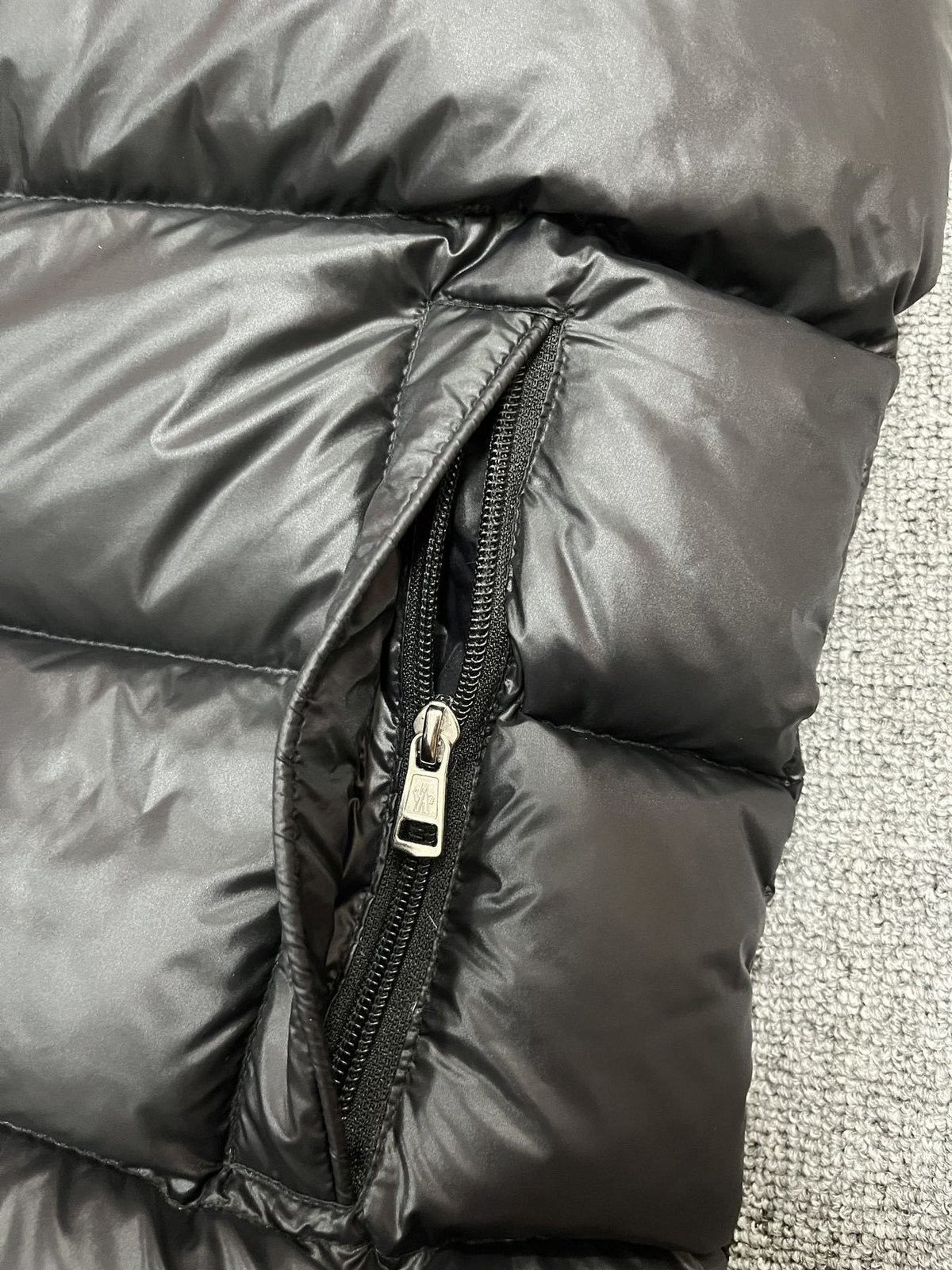 Moncler Hooded Quilted Down Vest — detail