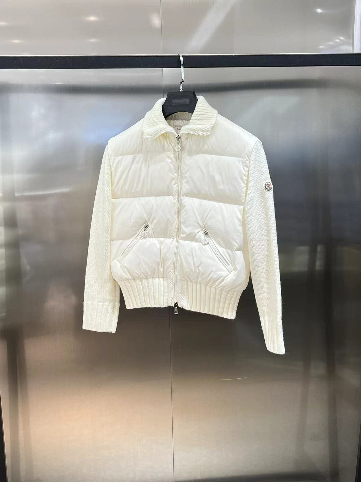 Moncler Women's Knit Sleeve Down Jacket — hero