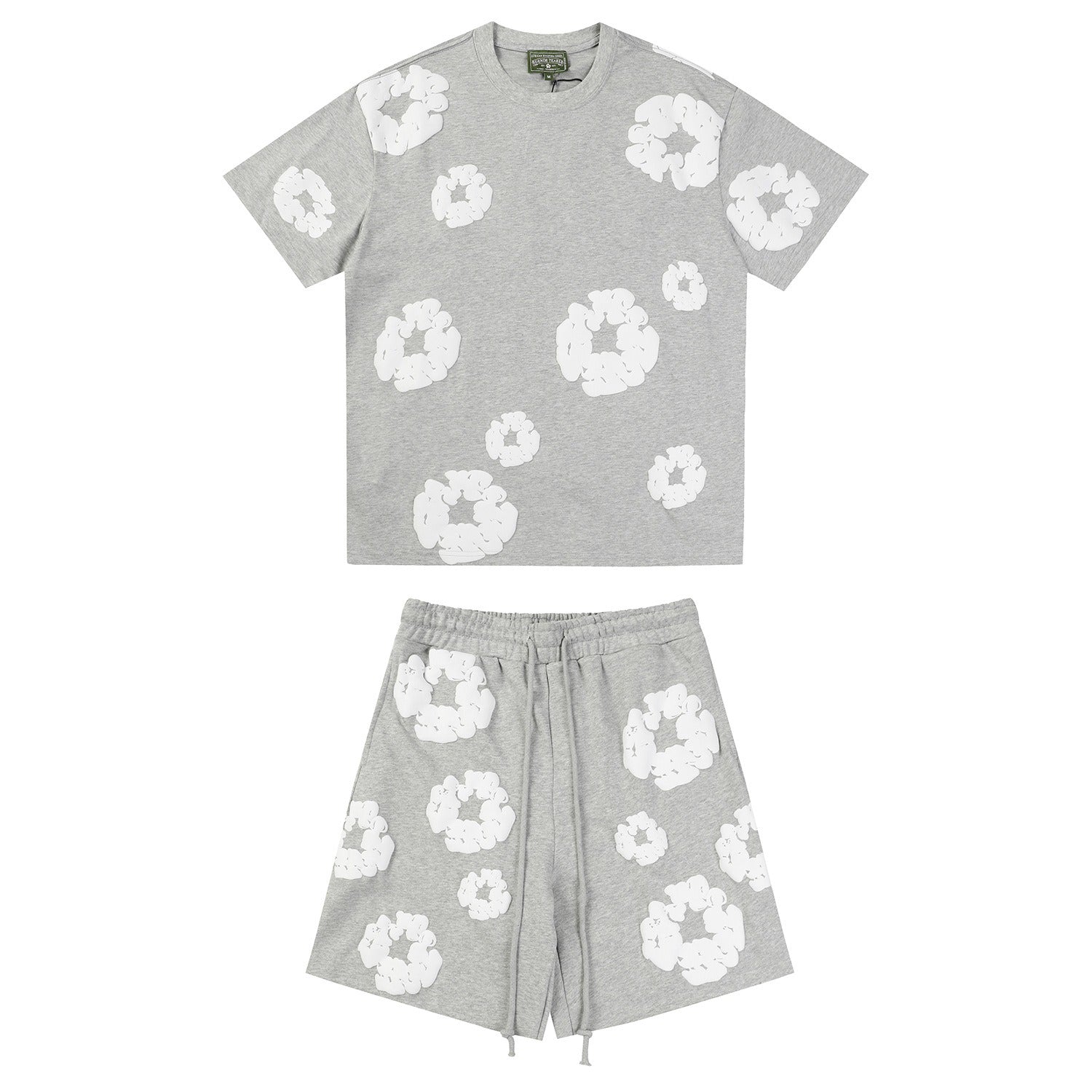 Denim Tears Outfit:T-shirt/Shorts (Separate Purchase Options) Puff Print Short Sleeve T-shirt Loose Couple Shorts Suit